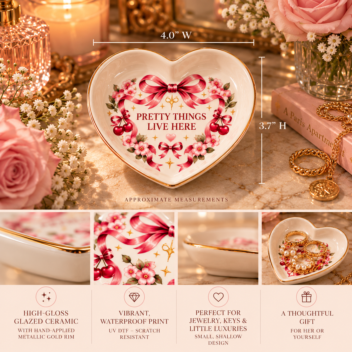 Le Petit Trésor — “Pretty Things Live Here” Trinket Dish