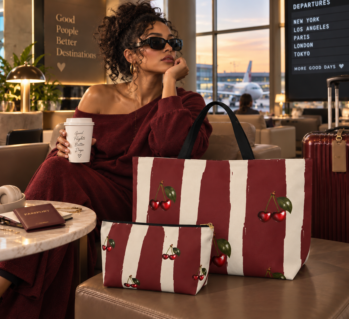 Cherry Stripe Everything Pouch
