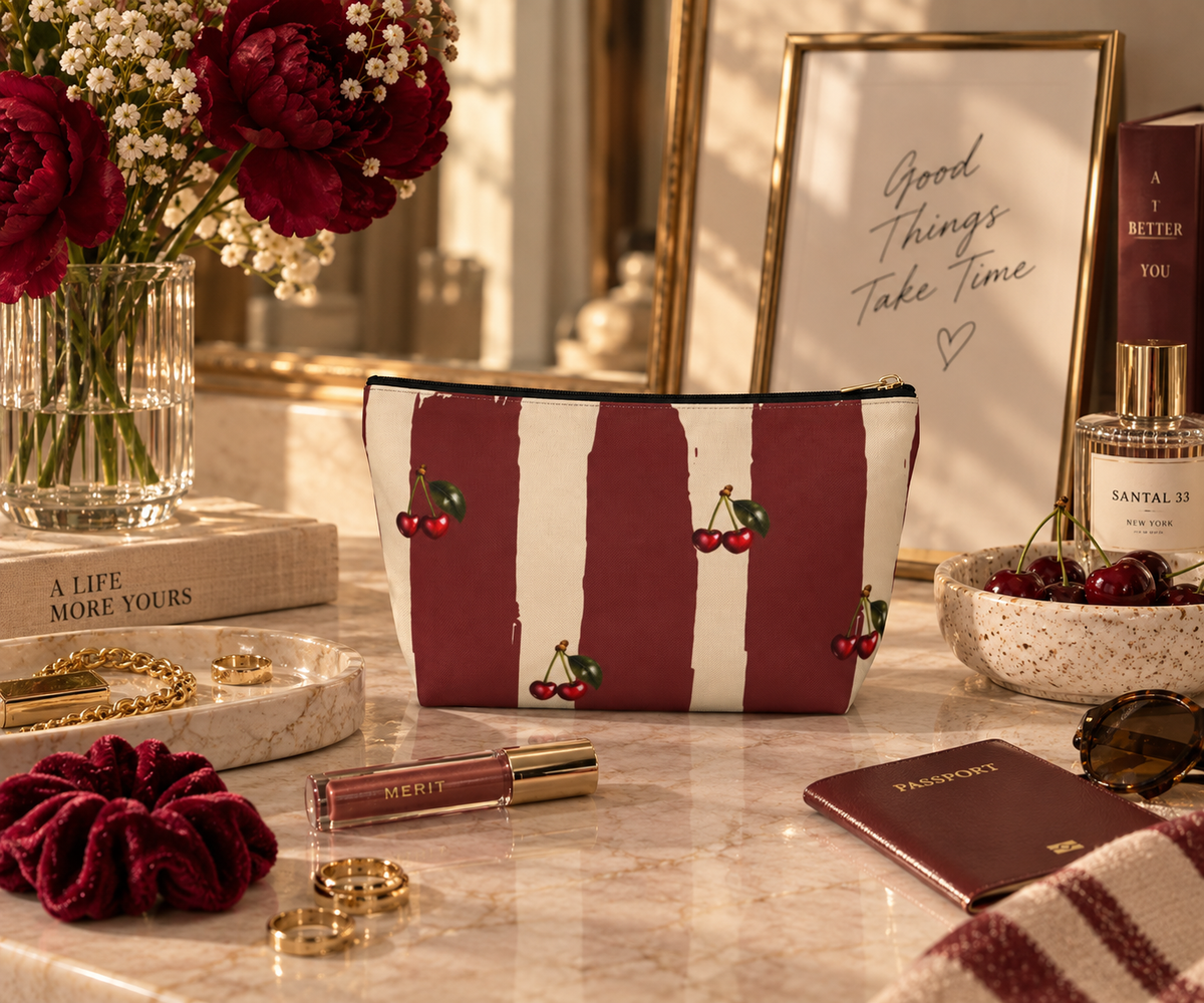 Cherry Stripe Everything Pouch