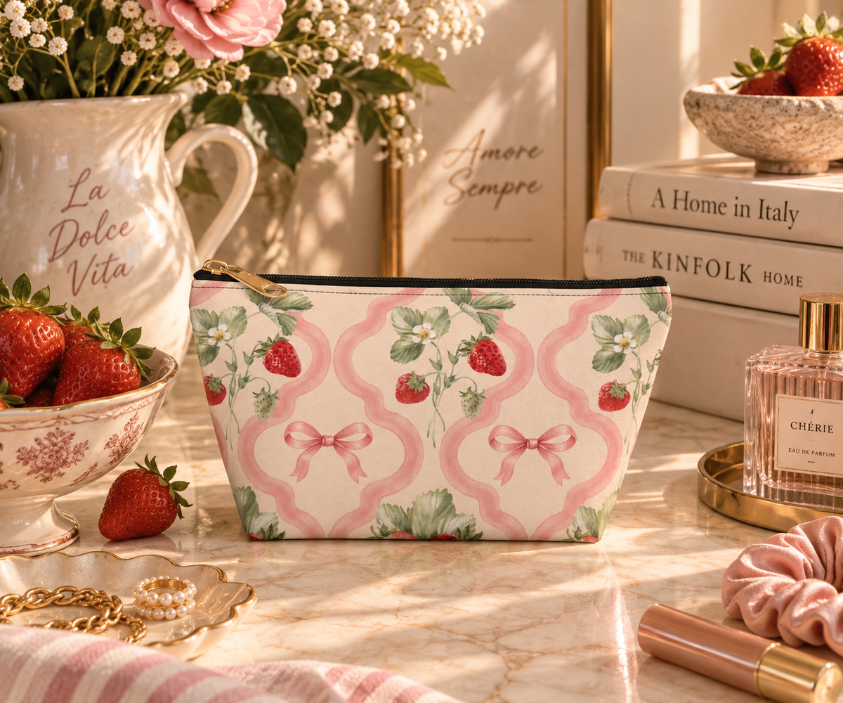 Strawberry Scallop Everything Pouch