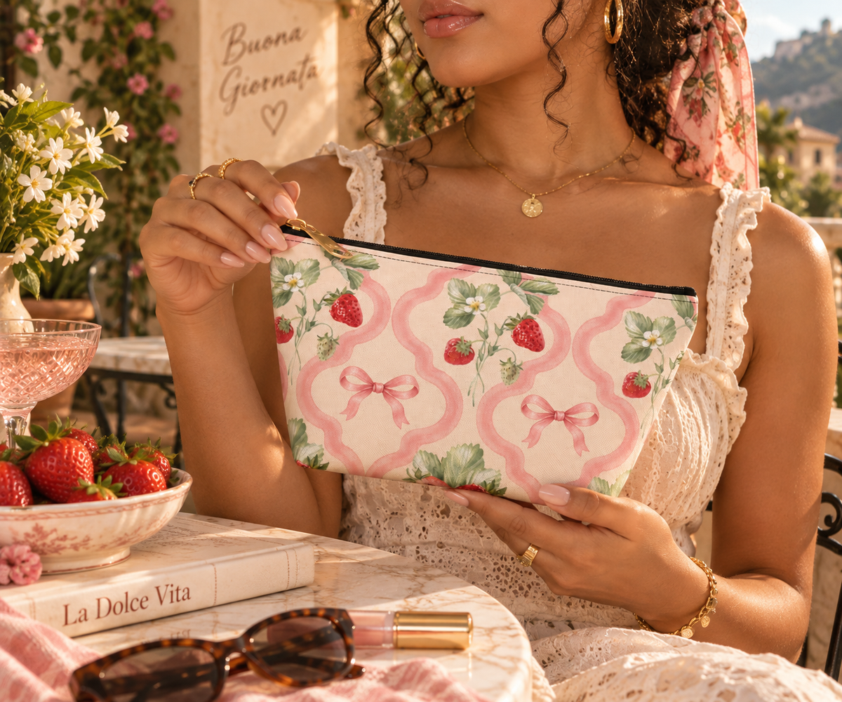 Strawberry Scallop Everything Pouch