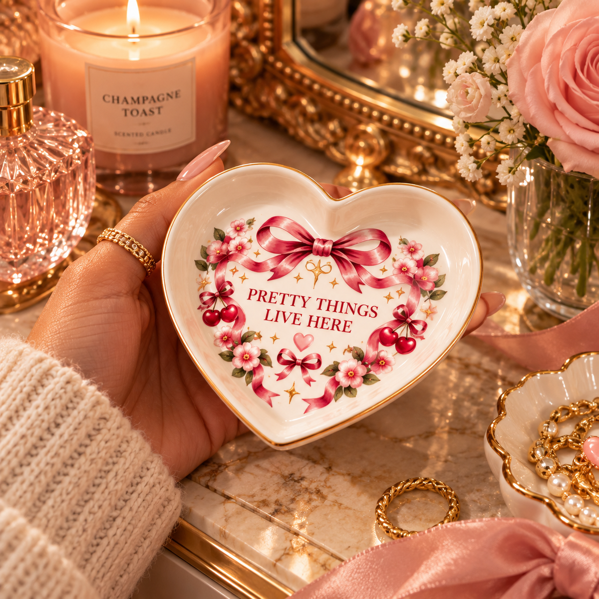 Le Petit Trésor — “Pretty Things Live Here” Trinket Dish