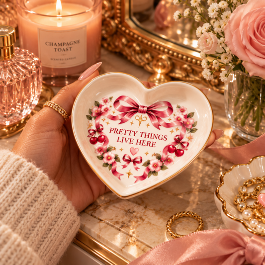 Le Petit Trésor — “Pretty Things Live Here” Trinket Dish