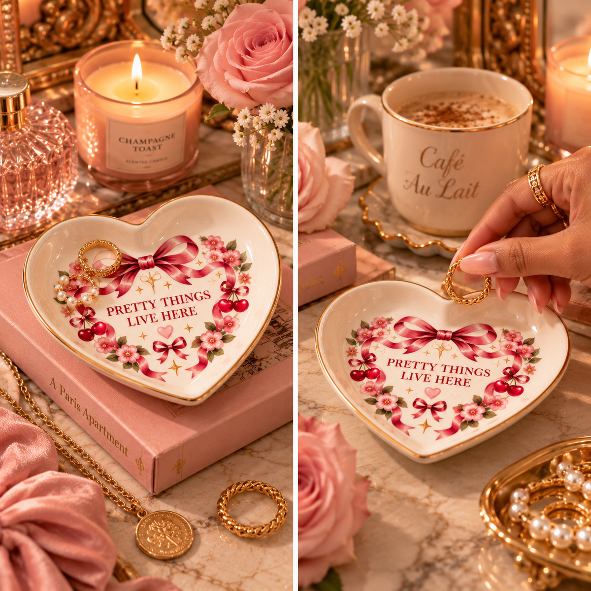 Le Petit Trésor — “Pretty Things Live Here” Trinket Dish