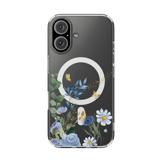 The "Jardin Marais" Case | Clear Indigo Botanical (MagSafe)